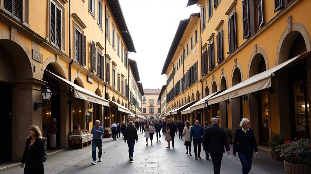 Strada del centro storico di Firenze con palazzi rinascimentali, botteghe artigiane a livello strada e turisti che camminano